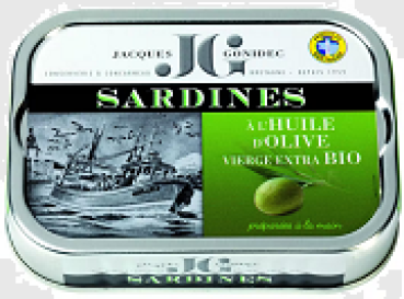 Sardine - Extra Olivenoel - Fischdose - Fischkonserve - Bretagne - franzoesische Feinkost-in-nativem-bio-olivenoel-115-gr